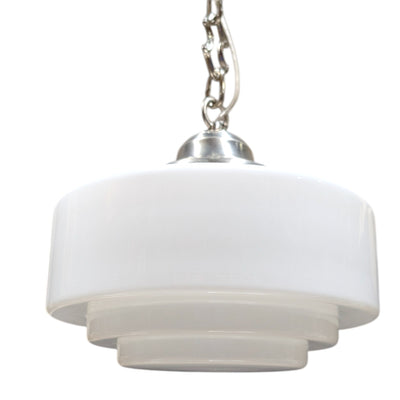 ##Antique Hardware## Stepped Mid Century Modern Glass Fancy Chain Light (Several Finishes Available)