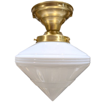 ##Antique Hardware## Small Art Deco Glass Semi-Flush Standard Light (Several Finishes Available)