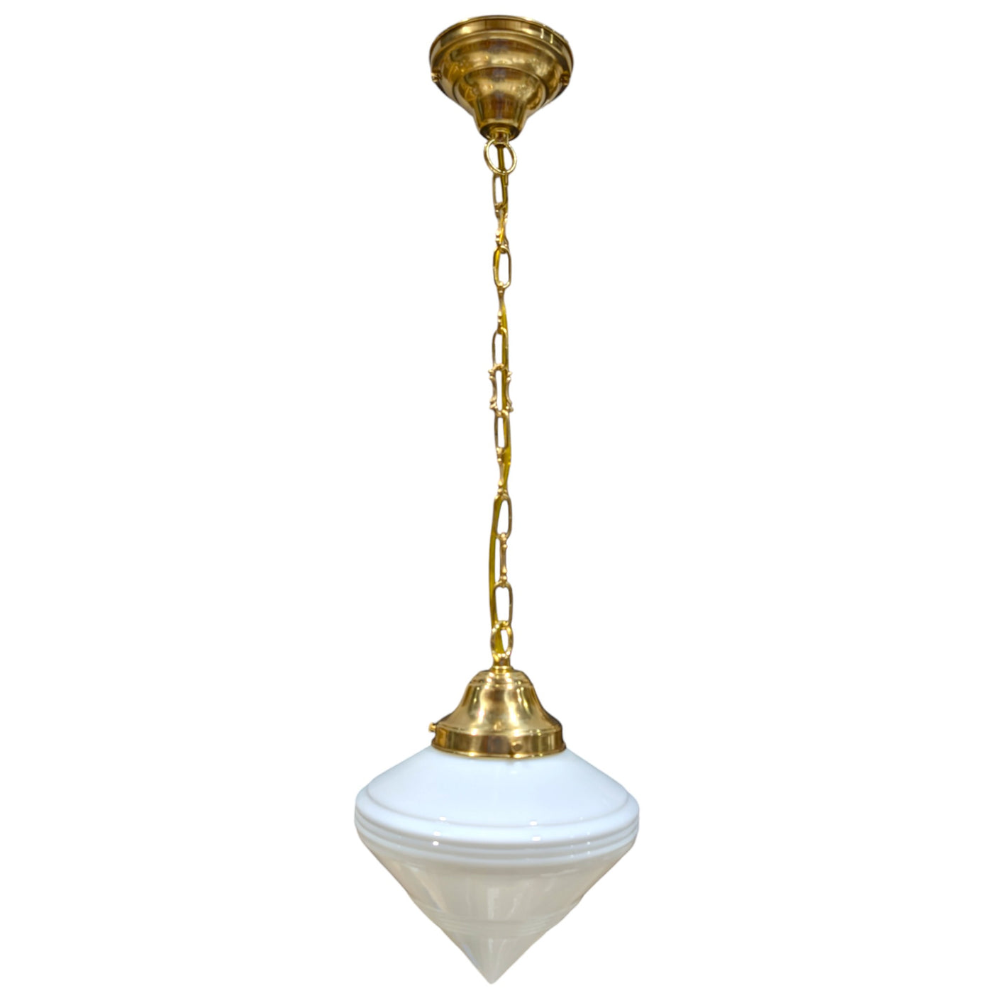 ##Antique Hardware## Small Art Deco Glass Fancy Chain Light (Several Finishes Available)
