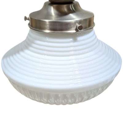 ##Antique Hardware## Schoolhouse Ribbed Milk Glass Semi-Flush Standard Light (Several Finishes Available)