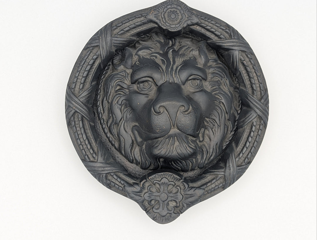 Open Box Sale Item Ribbon & Reed 8 3/4 Inch Brass Lion Door Knocker
