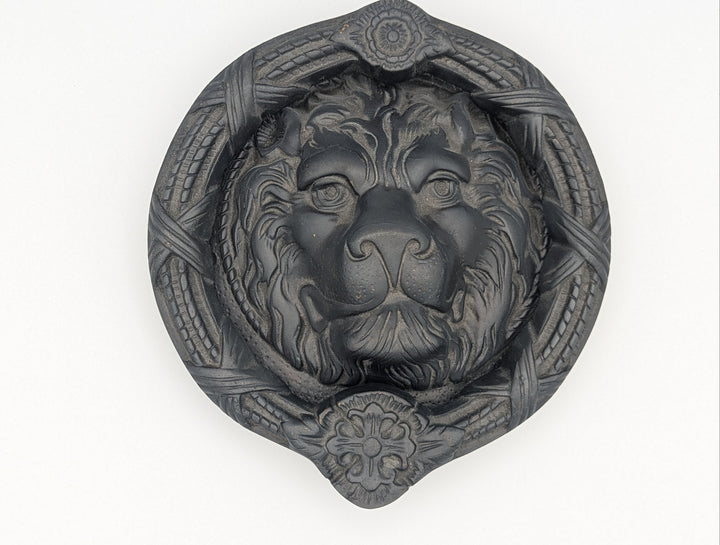 Open Box Sale Item Ribbon & Reed 8 3/4 Inch Brass Lion Door Knocker