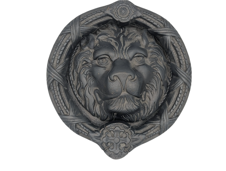 Open Box Sale Item Ribbon & Reed 8 3/4 Inch Brass Lion Door Knocker