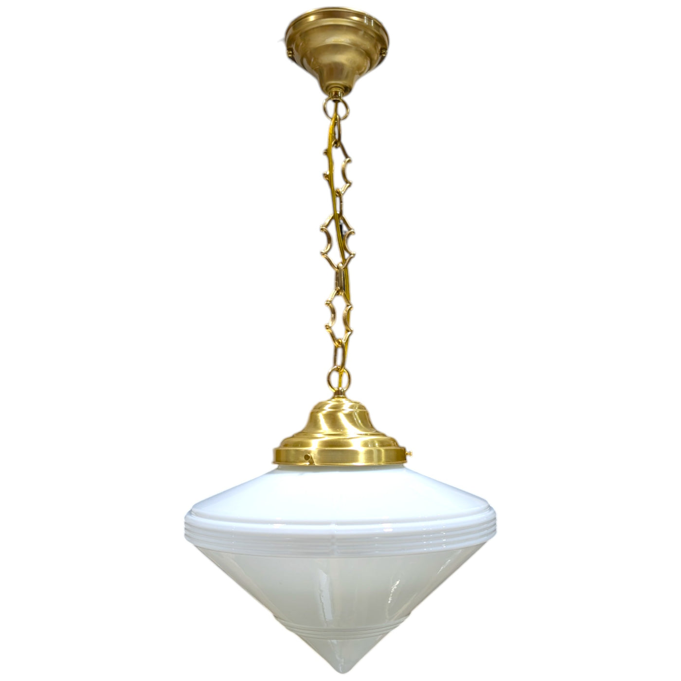 ##Antique Hardware## Large Art Deco Glass Fancy Chain Light (Several Finishes Available)