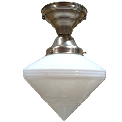 ##Antique Hardware## Small Art Deco Glass Semi-Flush Fancy Light (Several Finishes Available)