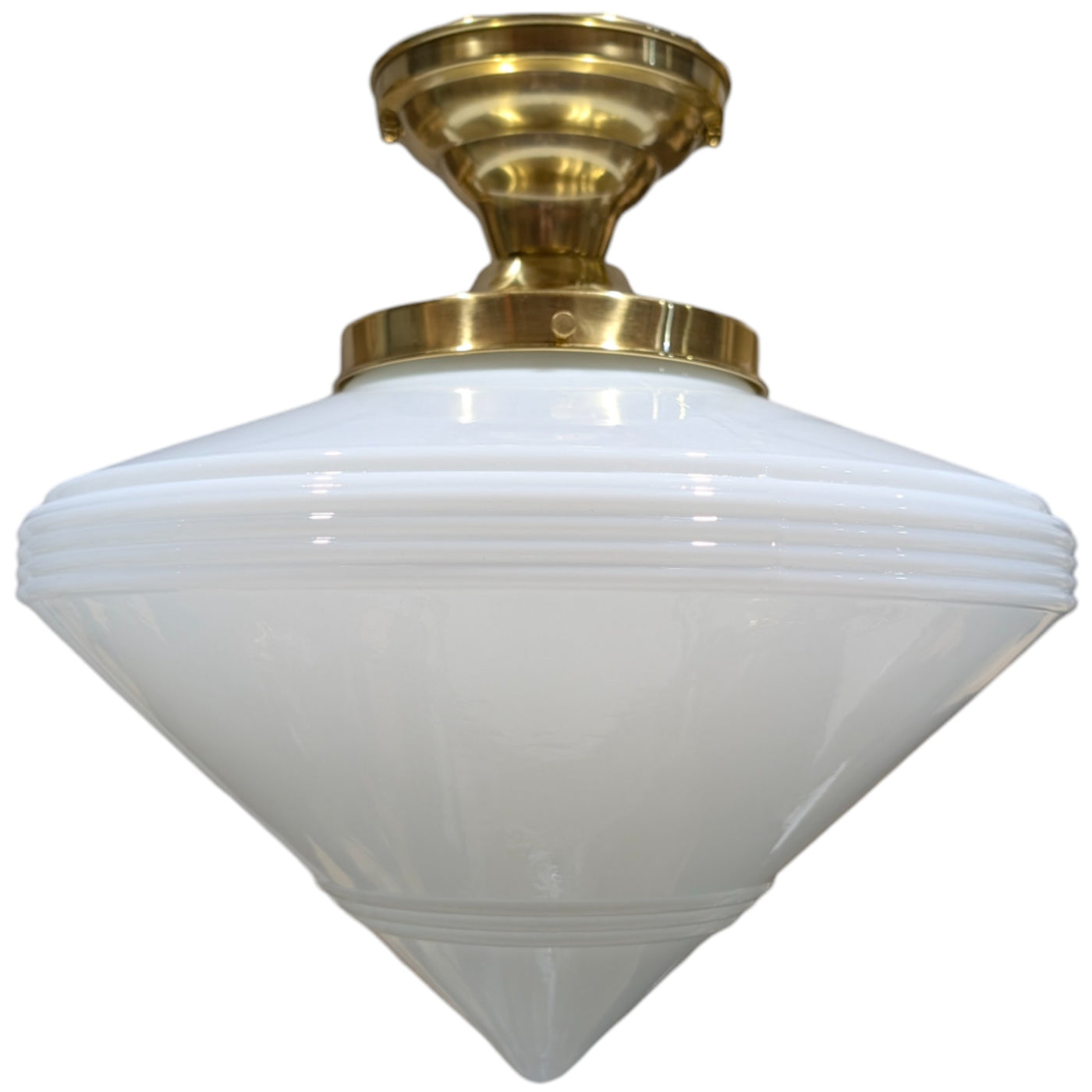 Large Art Deco Glass Semi-Flush Standard Light (Several Finishes Available)