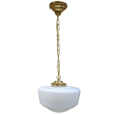 Traditional Schoolhouse Milk Glass Standard Chain Light (Several Finishes Available)