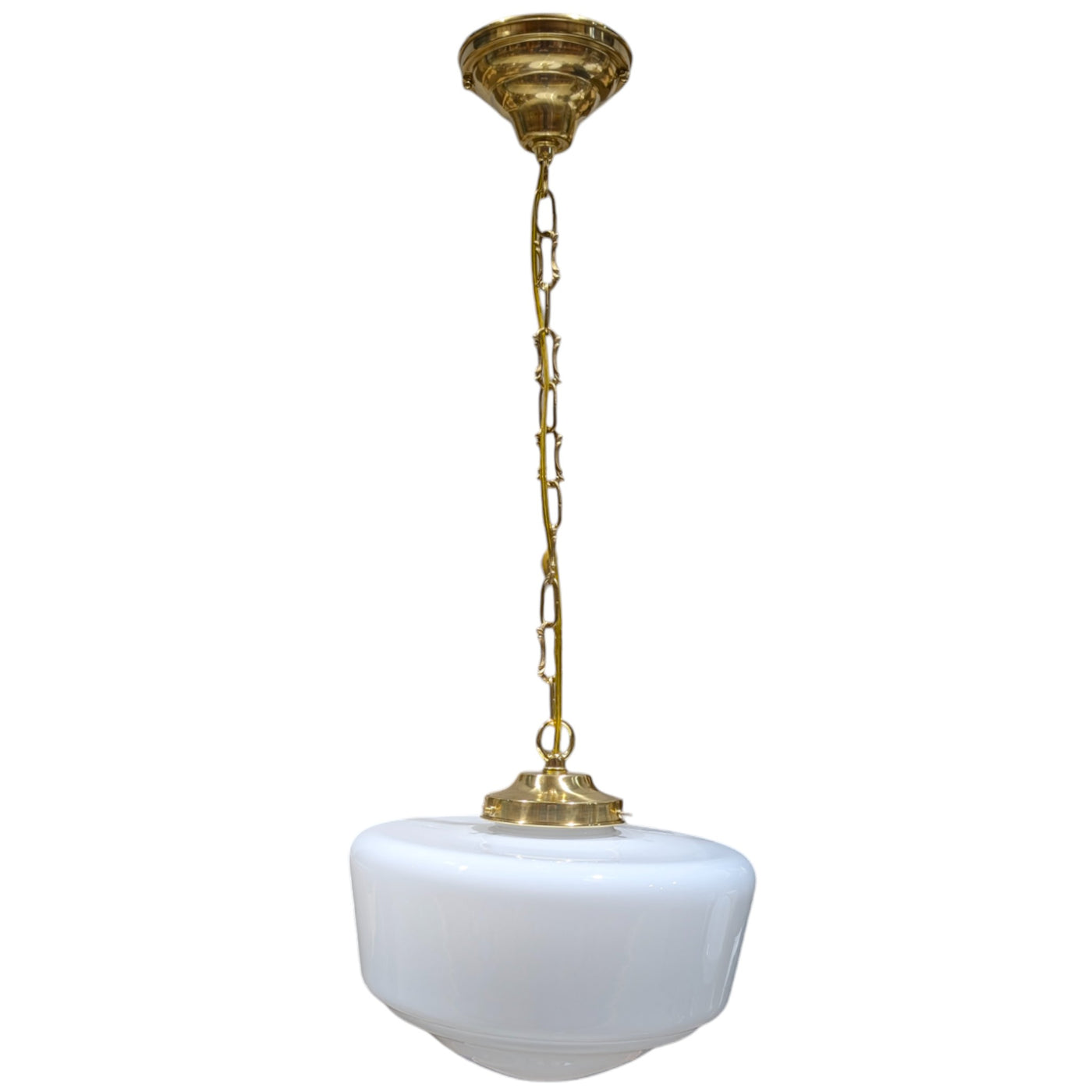 Traditional Schoolhouse Milk Glass Standard Chain Light (Several Finishes Available)