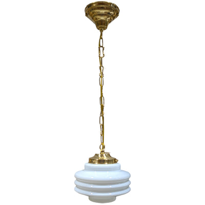 ##Antique Hardware## Art Deco Milk Glass Standard Chain Light (Several Finishes Available)