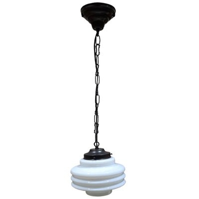 ##Antique Hardware## Art Deco Milk Glass Standard Chain Light (Several Finishes Available)