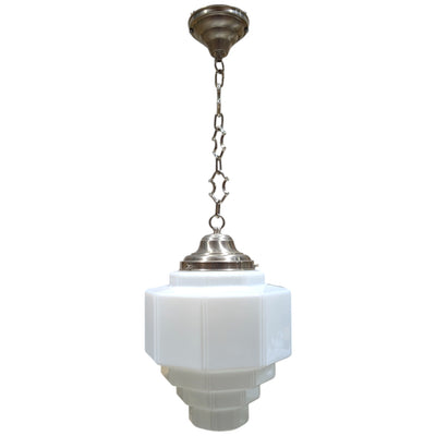 ##Antique Hardware## Stepped Art Deco Glass Fancy Chain Light (Several Finishes Available)