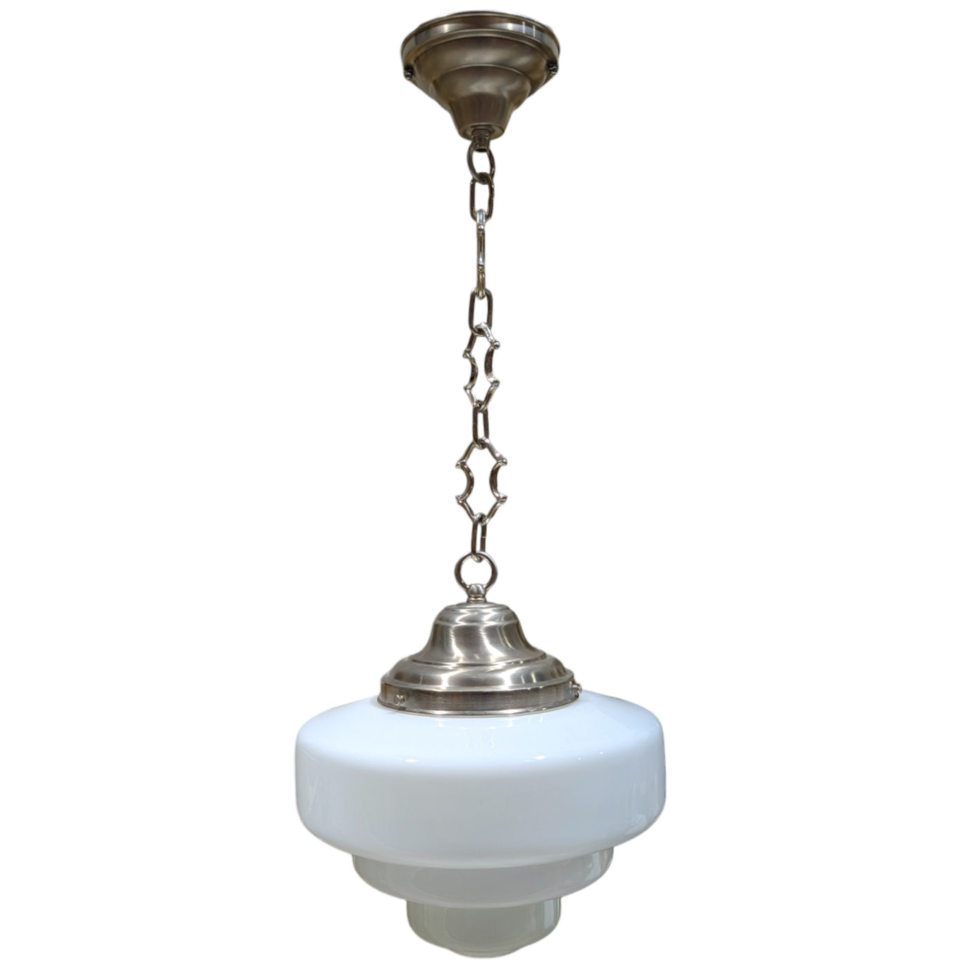 ##Antique Hardware## Tiered Schoolhouse Glass Fancy Chain Light (Several Finishes Available)