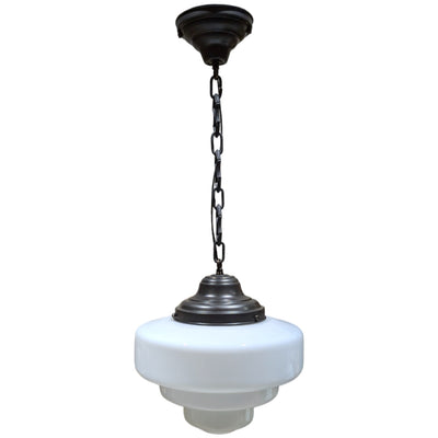 ##Antique Hardware## Tiered Schoolhouse Glass Fancy Chain Light (Several Finishes Available)