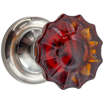 Magnifique™ Classic Door Set with Amber Glass Fluted Knobs (Several Finishes Available)
