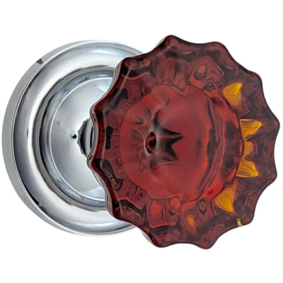 Magnifique™ Classic Door Set with Amber Glass Fluted Knobs (Several Finishes Available)