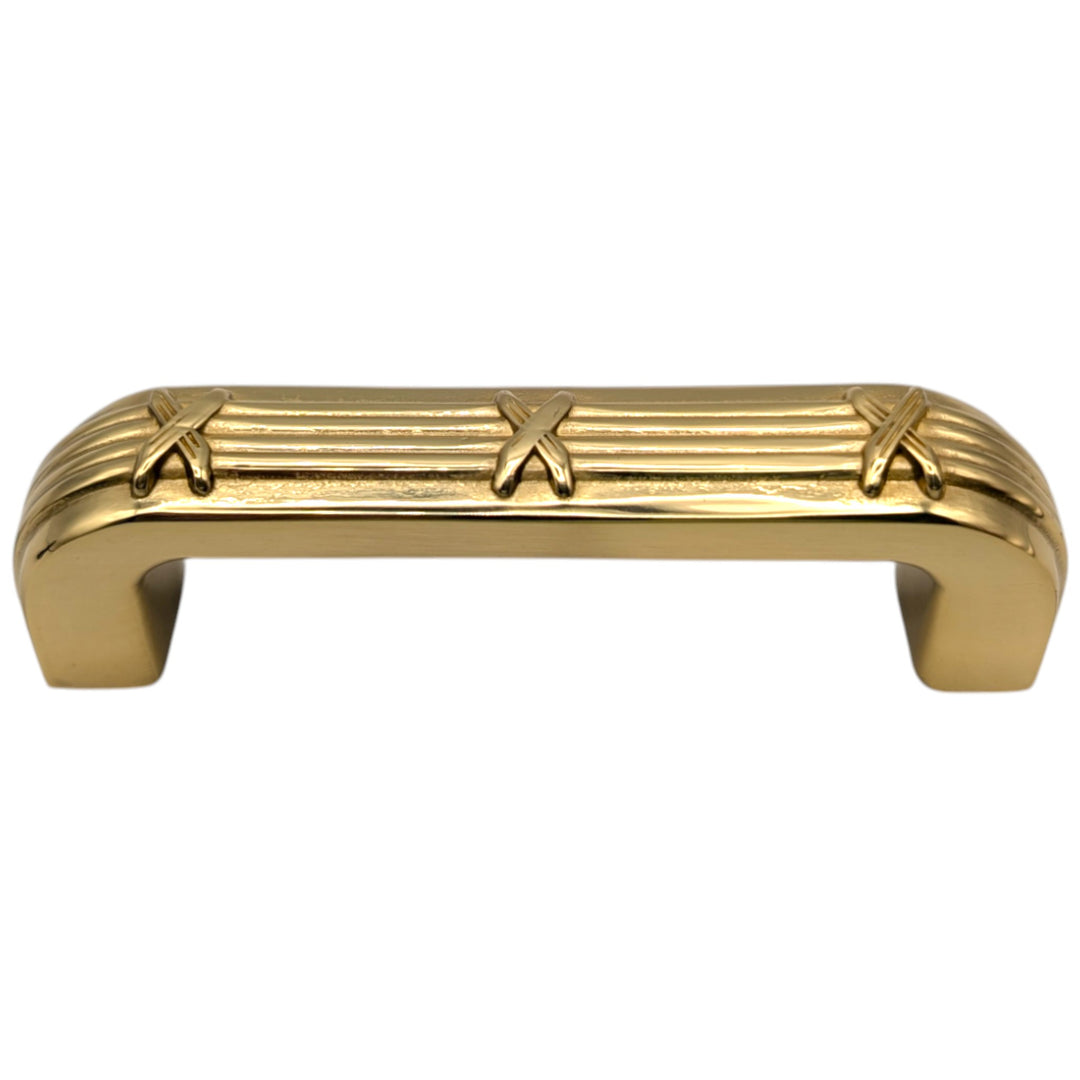 ##Antique Hardware## 3 1/2 inch Overall (3 inch C-C) Ribbon & Reed Trellis Cabinet Pull (Several Finishes Available)