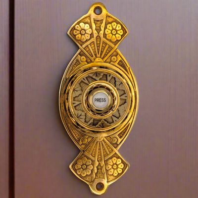 Antique Hardware 5 5/8 Inch Art Nouveau Flower Doorbell Door Bells & Chimes