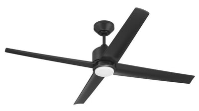 Antique Hardware 52" Quell Fan, Flat Black Finish, Flat Black Blades. LED Light, WIFI and Control Included Ceiling Fan