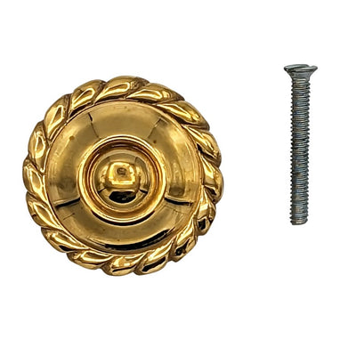 Antique Hardware 1 1/2 Inch Solid Brass Georgian Roped Cabinet & Furniture Knob CABINET KNOB