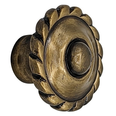 Antique Hardware 1 1/2 Inch Solid Brass Georgian Roped Cabinet & Furniture Knob CABINET KNOB