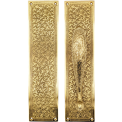 Antique Hardware 12 Inch Solid Brass Rice Pattern Door Pull and Push Plate (Several Finishes Available) DOOR PUSH AND PULL