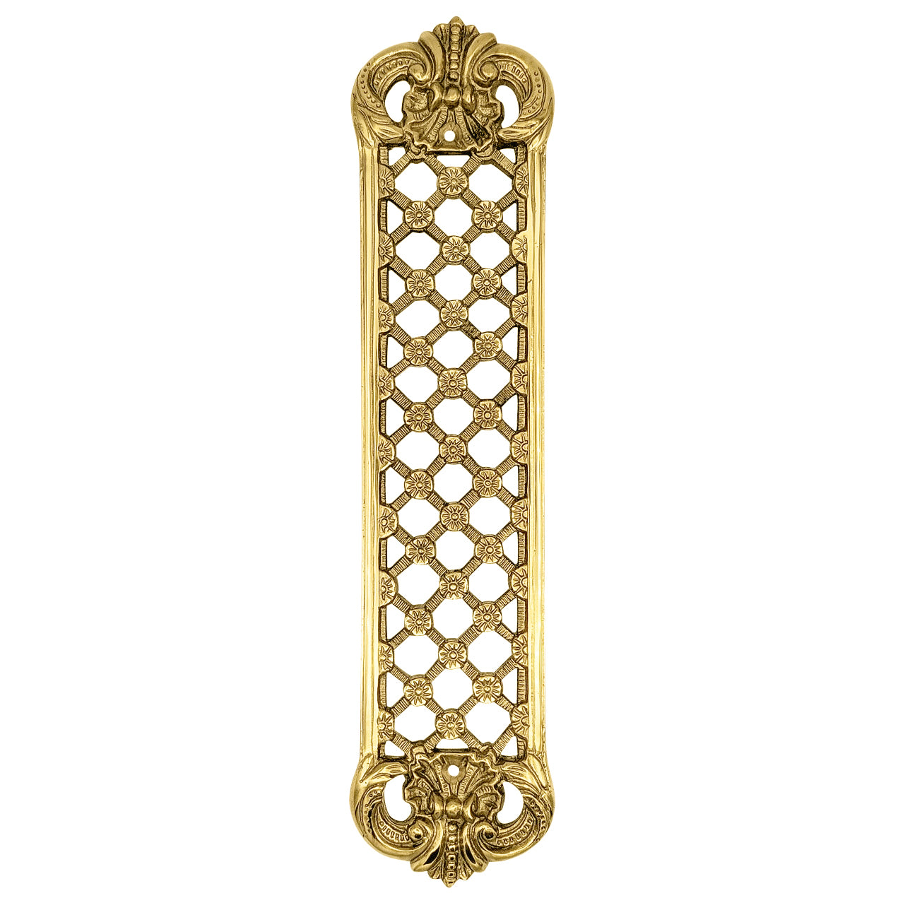 12 Inch Solid Brass Finger Push Plate: Trellis Lattice Work