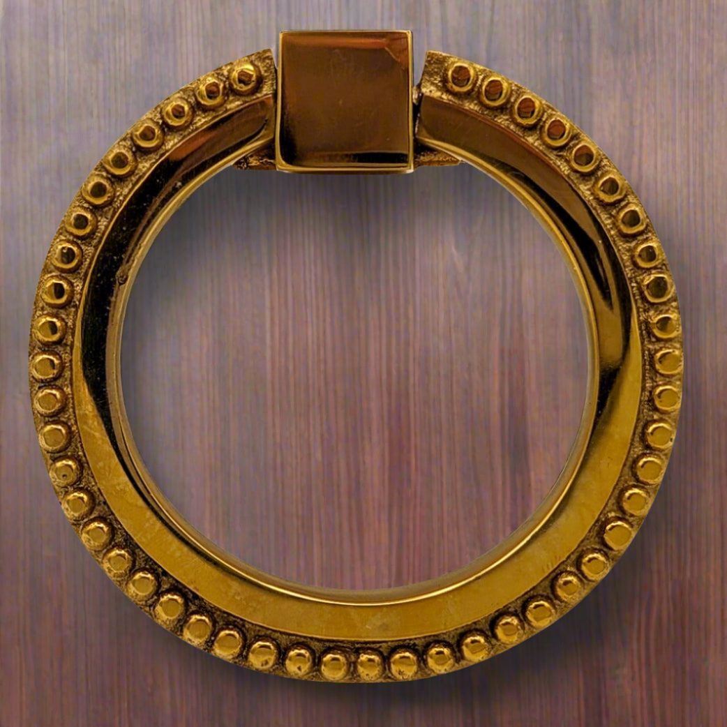 Antique Hardware 3 Inch Solid Brass Beaded Drawer Ring Pull (Several Finishes Available) MISSION RING PULLS