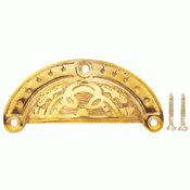 ##Antique Hardware## 4 Inch Overall (3 1/2 Inch c-c) Solid Brass Decorative Cup Pull
