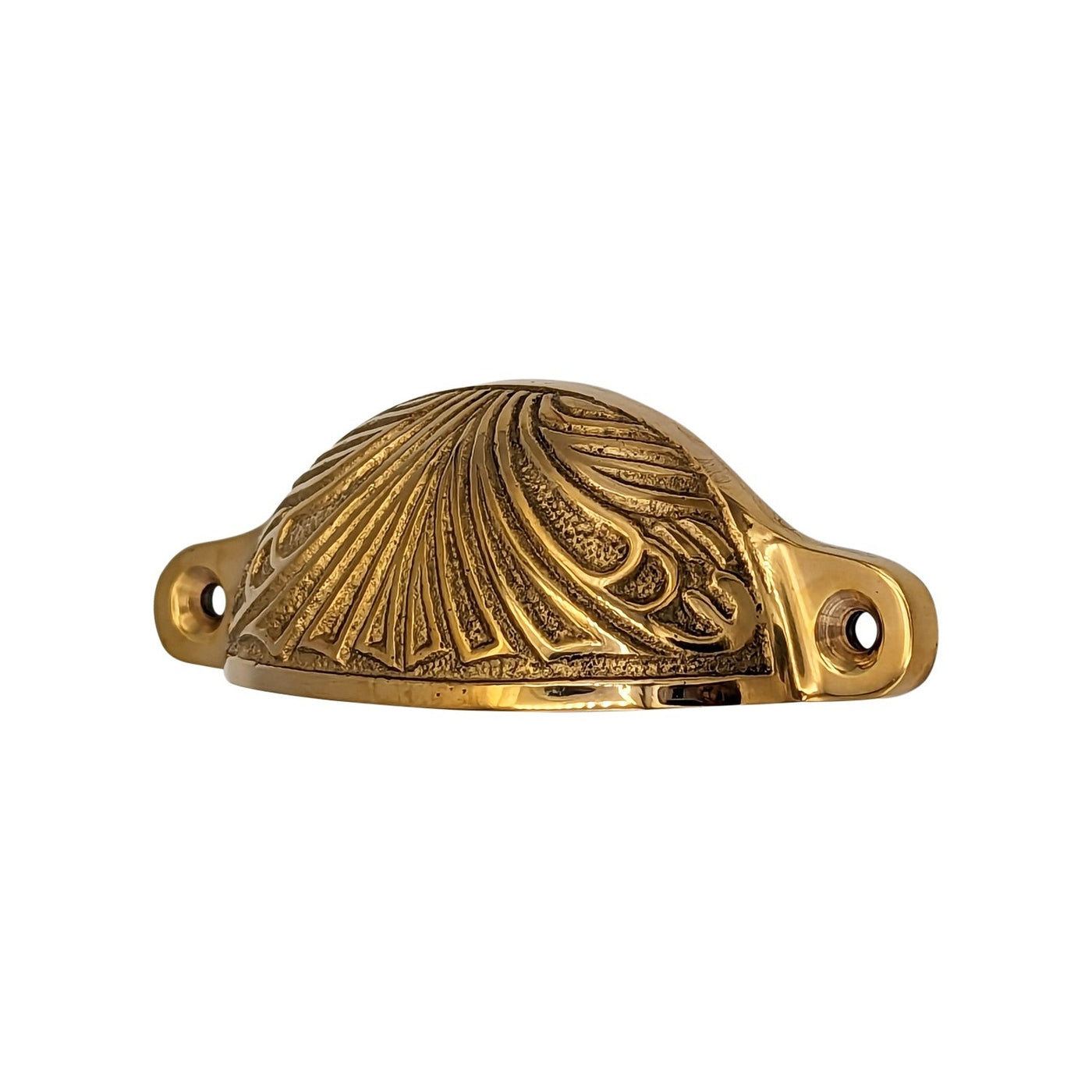 Antique Hardware 4 Inch Overall (3 2/5 Inch c-c) Solid Brass Art Deco Bin or Cup Pull CUP PULL