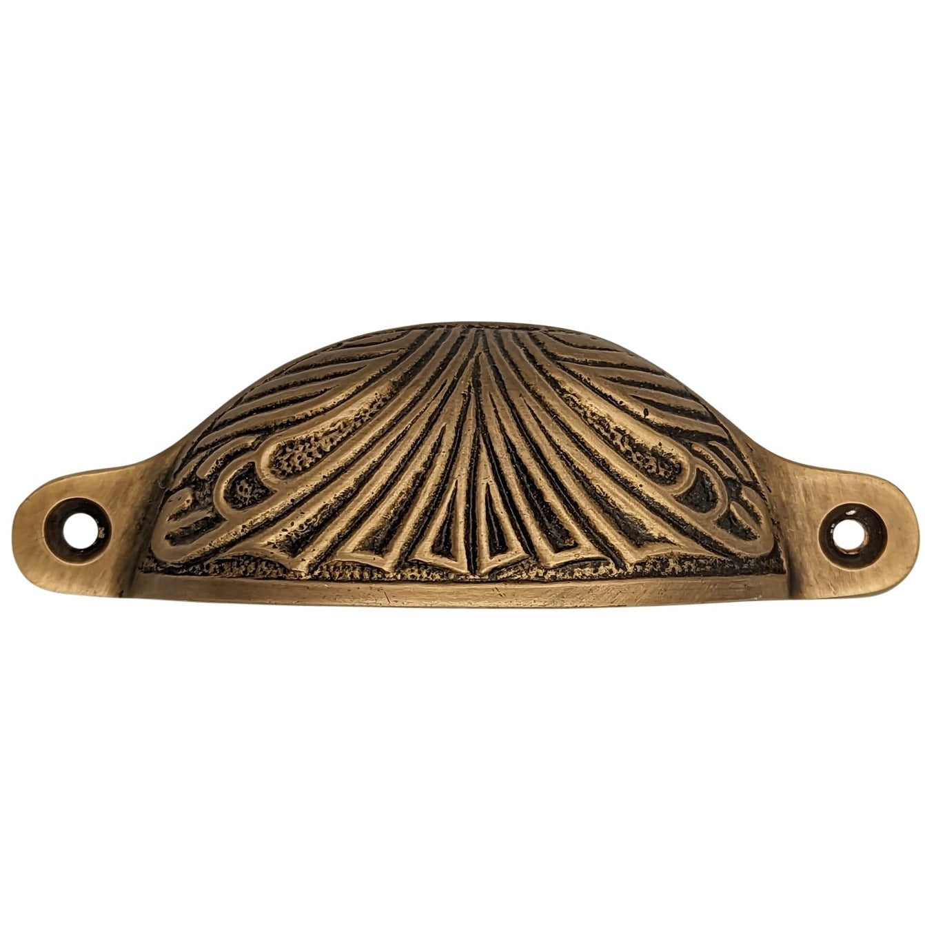 Antique Hardware 4 Inch Overall (3 2/5 Inch c-c) Solid Brass Art Deco Bin or Cup Pull CUP PULL