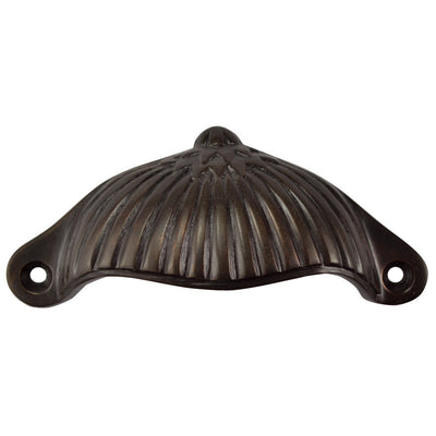 ##Antique Hardware## 4 1/8 Inch Solid Brass Art Deco Fan Cup Pull