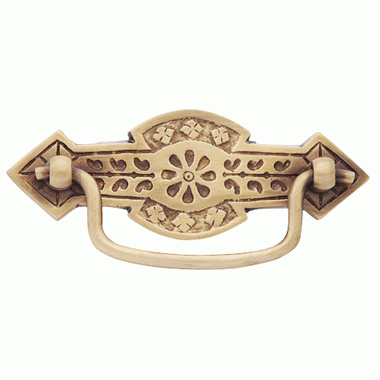 ##Antique Hardware## 4 1/4 Inch Overall (3 Inch c-c) Solid Brass Arrowed Bail Pull (Several Finishes Available)