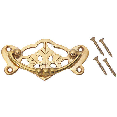 ##Antique Hardware## 4 Inch Solid Brass Ornate Broken Leaf Bail Pull