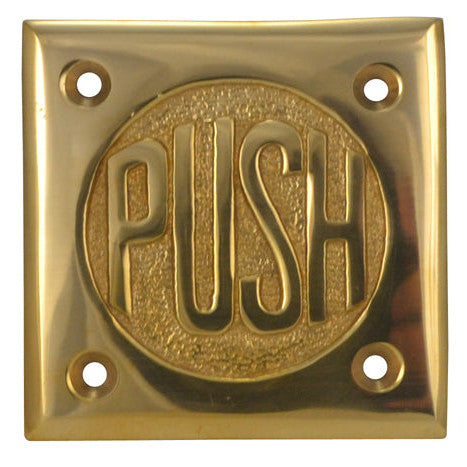 ##Antique Hardware## 2 3/4 Inch Brass Classic American "PUSH" Plate