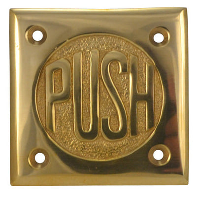 ##Antique Hardware## 2 3/4 Inch Brass Classic American "PUSH" Plate
