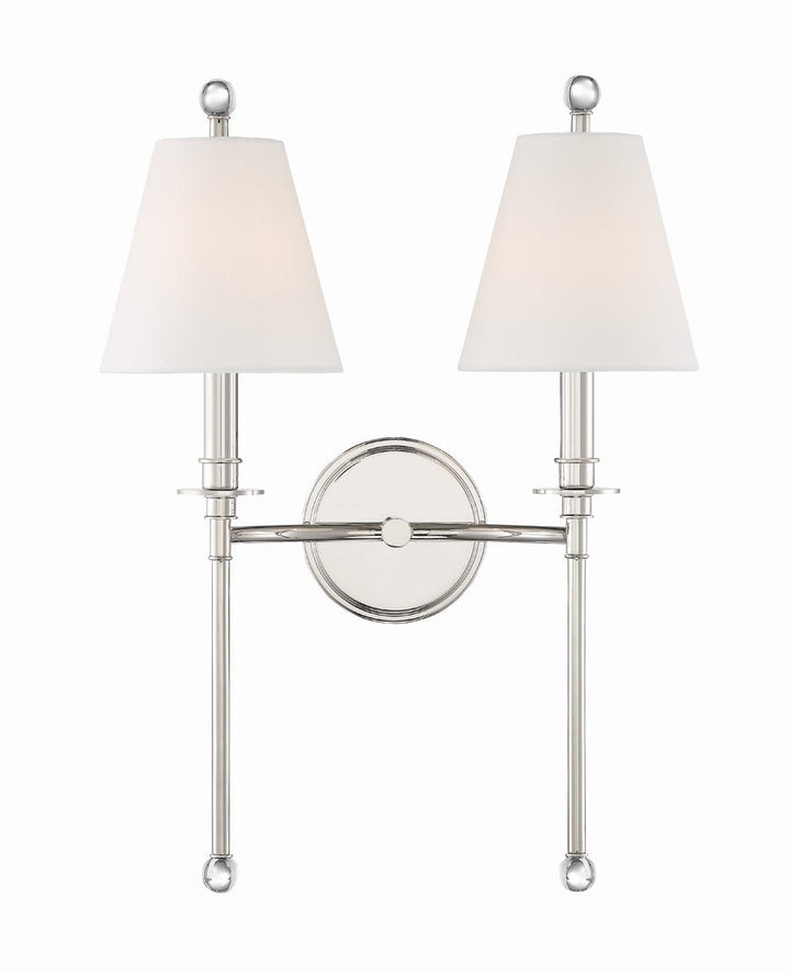 ##Antique Hardware## Riverdale 2 Light Polished Nickel Sconce
