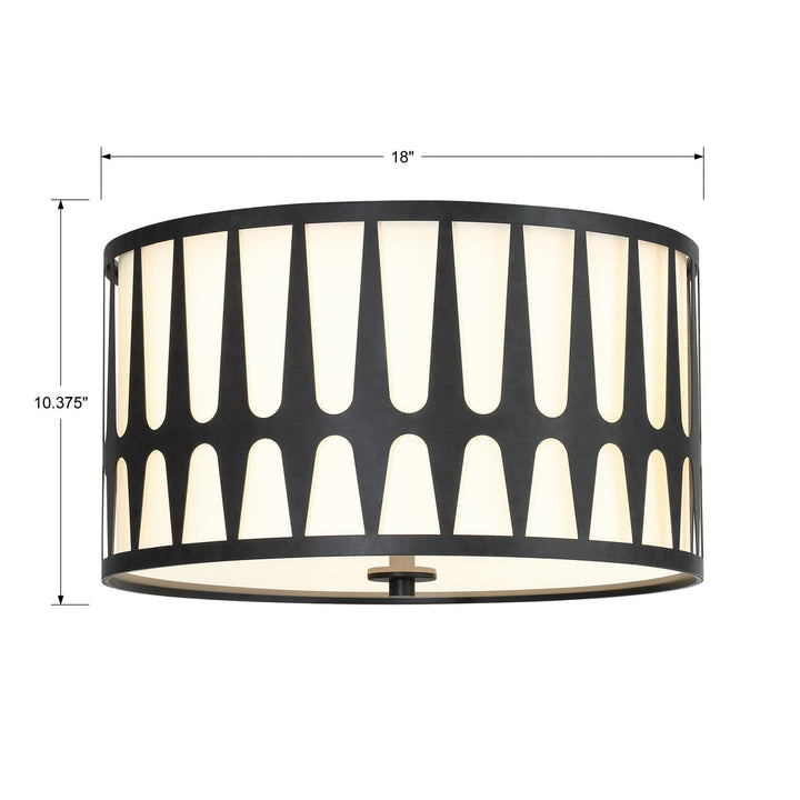 ##Antique Hardware## Royston 3 Light Black Flush Mount