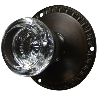 Antique Hardware Egg & Dart Rosette Door Set with Round Crystal Door Knobs (Several Finishes Available) antique glass door knobs