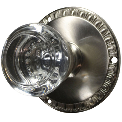 Antique Hardware Egg & Dart Rosette Door Set with Round Crystal Door Knobs (Several Finishes Available) antique glass door knobs