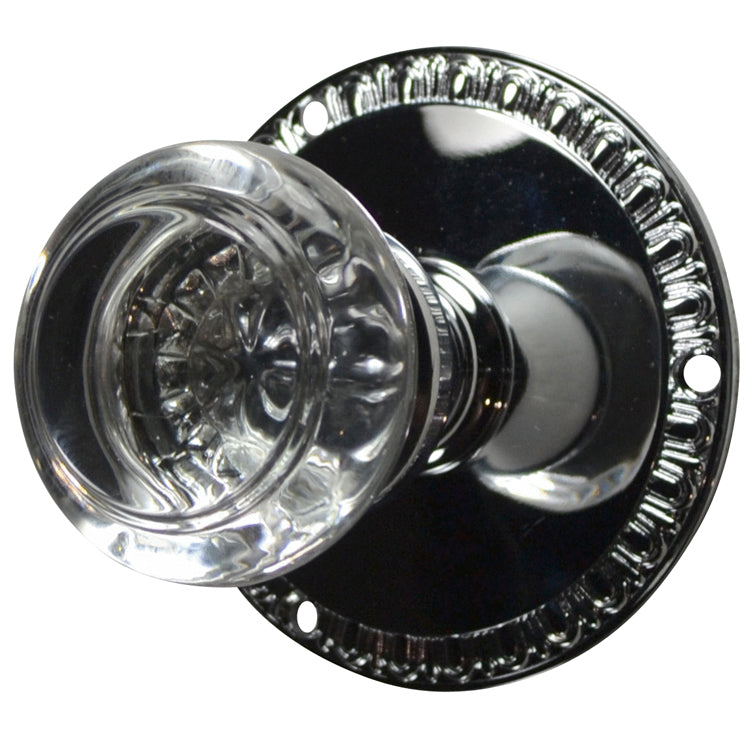 Antique Hardware Egg & Dart Rosette Door Set with Round Crystal Door Knobs (Several Finishes Available) antique glass door knobs