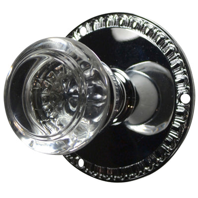 Antique Hardware Egg & Dart Rosette Door Set with Round Crystal Door Knobs (Several Finishes Available) antique glass door knobs