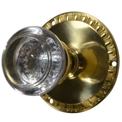 Antique Hardware Egg & Dart Rosette Door Set with Round Crystal Door Knobs (Several Finishes Available) antique glass door knobs