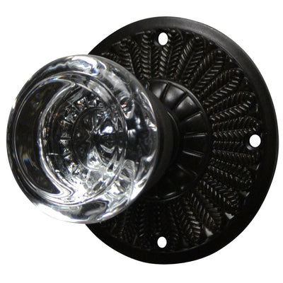 Antique Hardware Feather Rosette Door Set with Round Crystal Door Knobs (Several Finishes Available) vintage glass door knobs