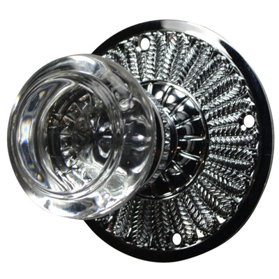 Antique Hardware Feather Rosette Door Set with Round Crystal Door Knobs (Several Finishes Available) vintage glass door knobs