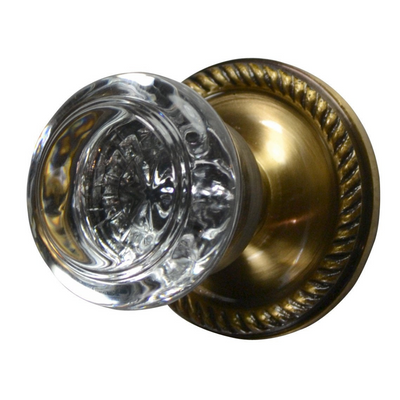 Antique Hardware Georgian Roped Rosette Door Set with Round Crystal Door Knobs (Several Finishes Available) Round Crystal Door Knobs
