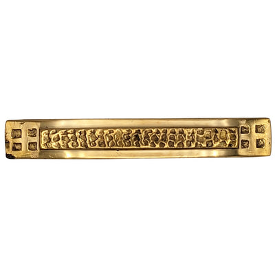 ##Antique Hardware## 5 Inch Overall (3 1/2 Inch c-c) Solid Brass Craftsman Hammered Drawer Pull
