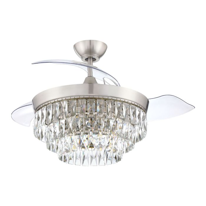 Antique Hardware 42" Sofia in Brushed Polished Nickel w/ Clear Acrylic Blades Ceiling Fan