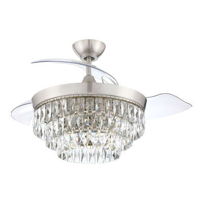 Antique Hardware 42" Sofia in Brushed Polished Nickel w/ Clear Acrylic Blades Ceiling Fan