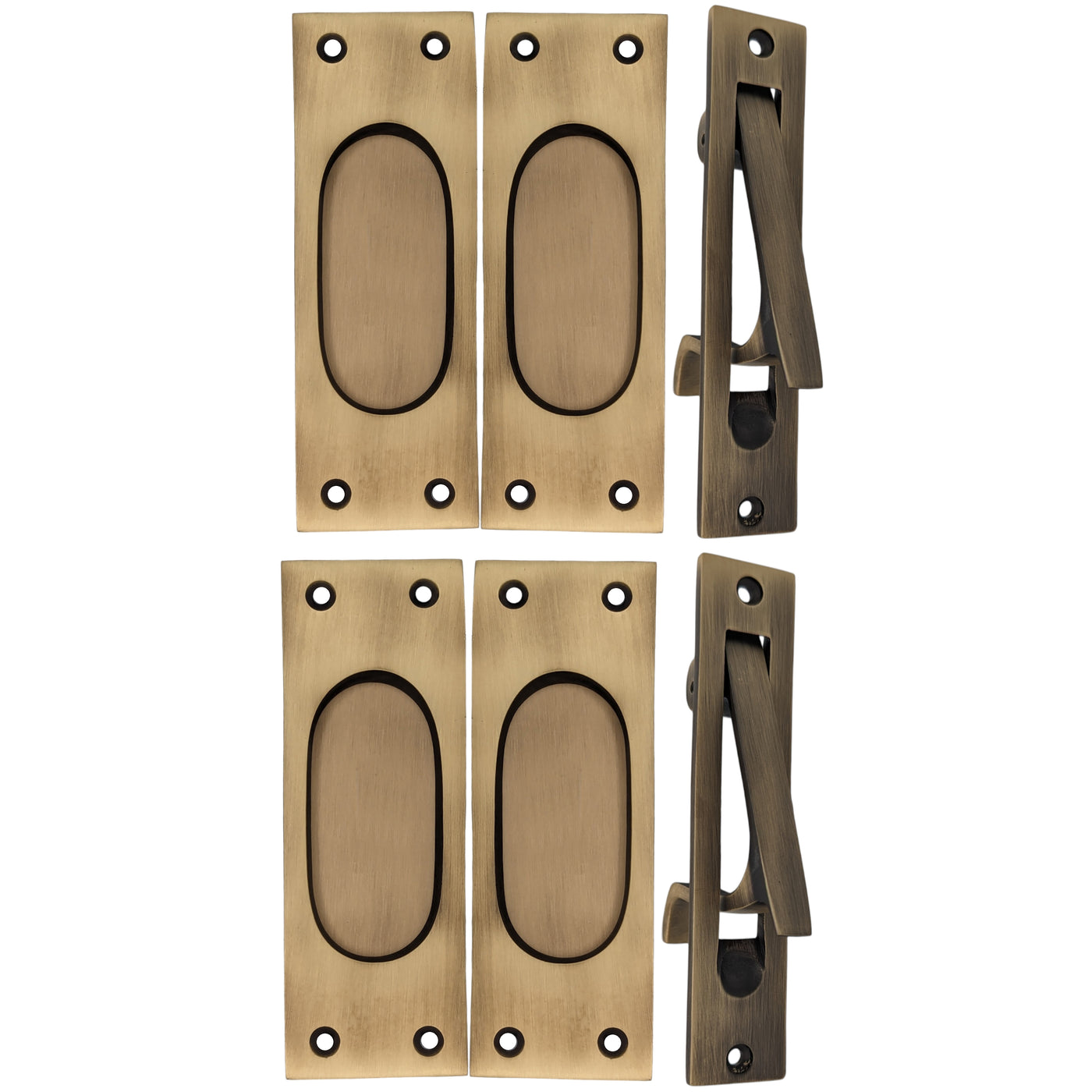 ##Antique Hardware## Traditional Rectangular Pocket Door Set (Several Finishes Available)