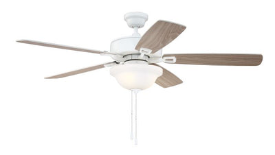 Antique Hardware 52" Twist N Click in White w/ White/Washed Oak Blades Ceiling Fan